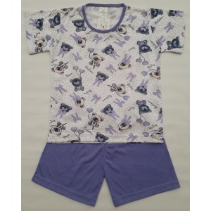 Pijama Manga Curta Lilás Ursa com Laço 4